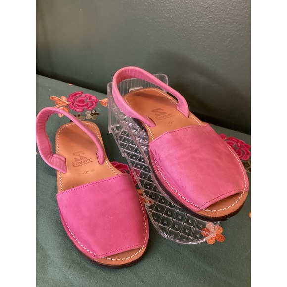 Shoes - S'Avam Avarca Menorca Pink Leather Slingback Sandals Size 9